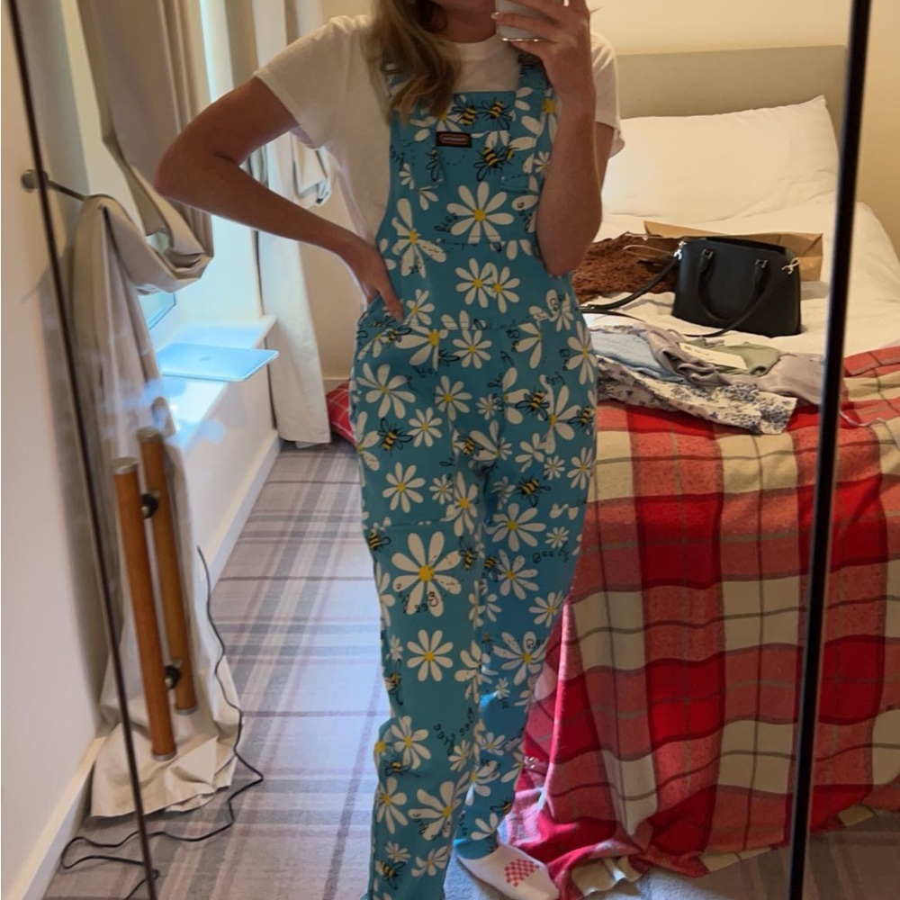 Blue Floral Overalls